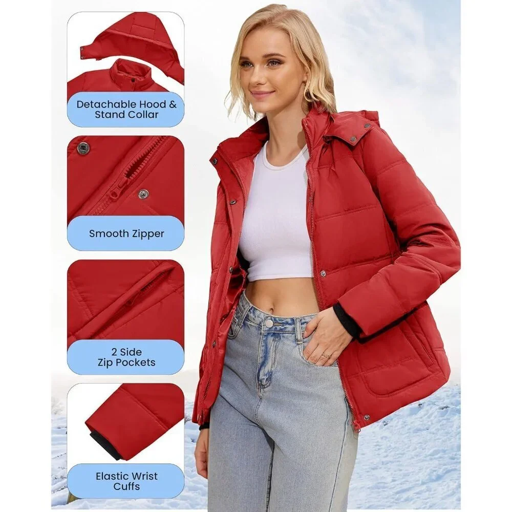 Women's Winter Coats Lightweight Warm Thicken Puffer Jacket Waterproof Quilted W